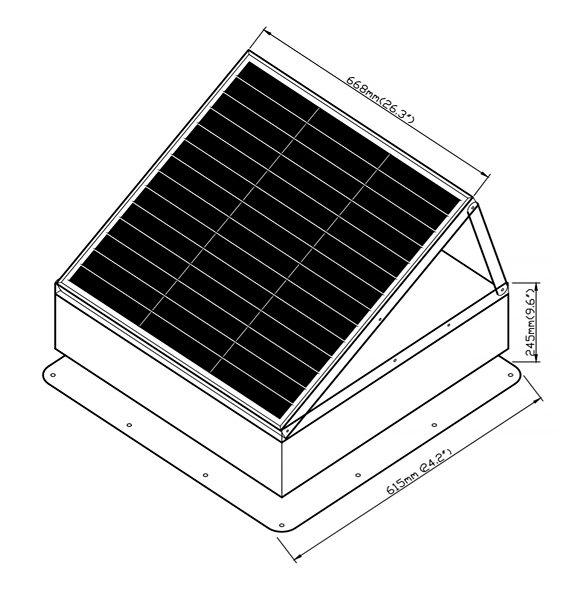 70W مروحة تنفيس العلية الشمسية لمخزن الأماكن العامة في المصنع 2.2